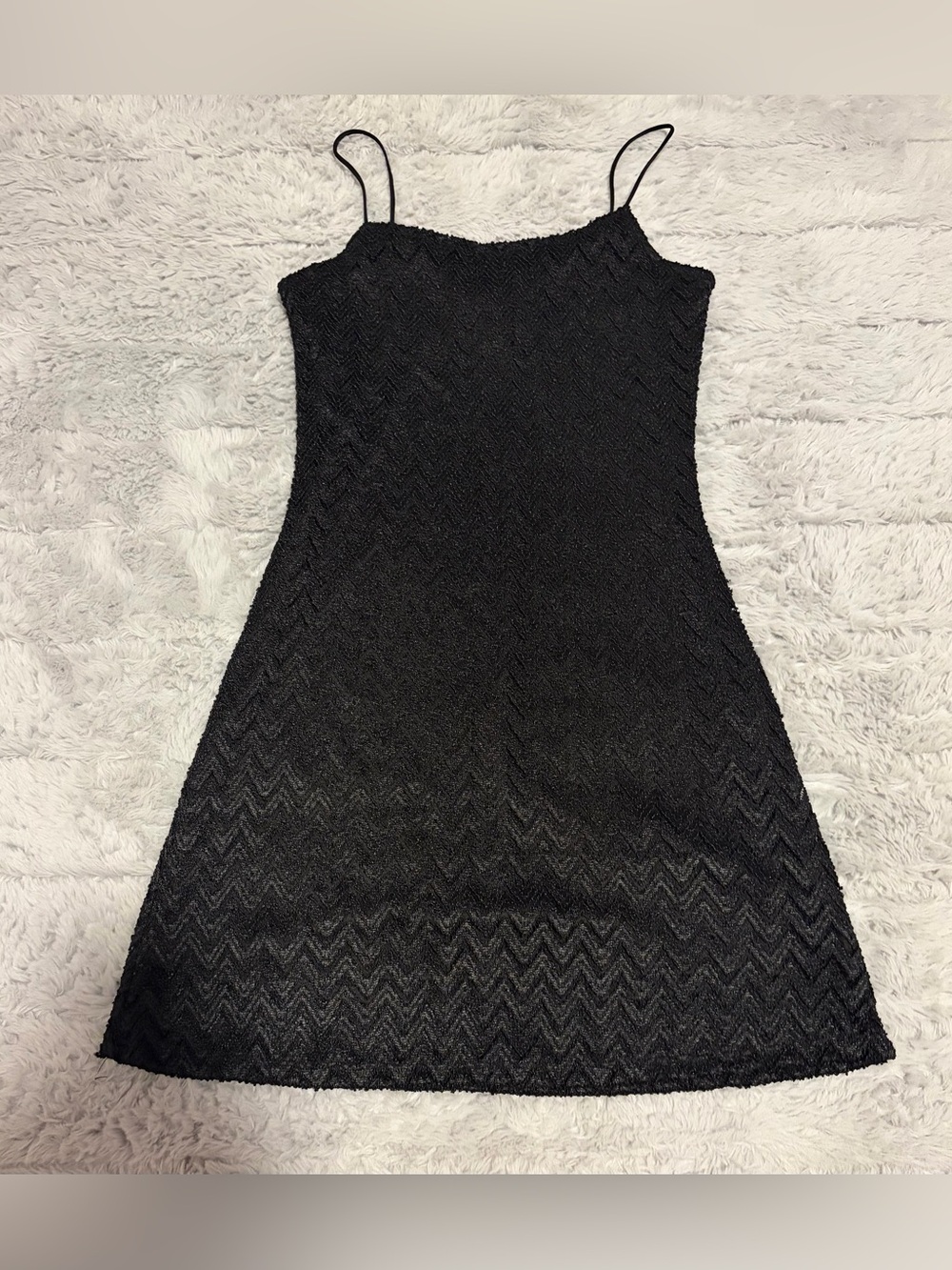 Y2K 2000s Mercury U.S.A. Black Chevron Slip Dress